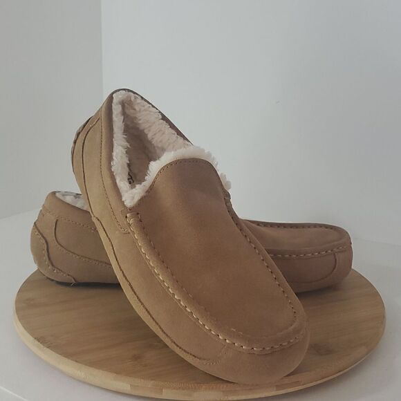 UGG Ascot Slipper Chestnut Suede Wool Comfort Loafer Men's US 12 New - Picture 1 of 12